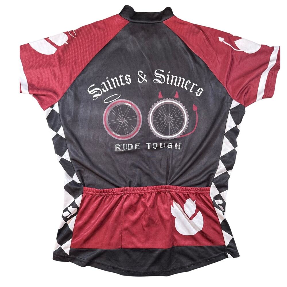 Tough Chik 3XL Cycling Jersey Saints Sinners Ride Tough Black Red Women's